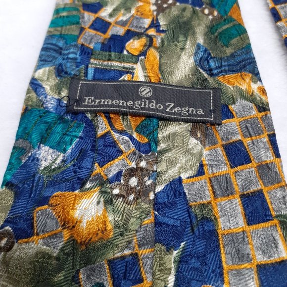 Ermenegildo Zegna Men's Tie Abstract Silk 57.5 In - Picture 5 of 6